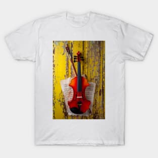 Baroque Violin Hanging On Yellow Wall T-Shirt